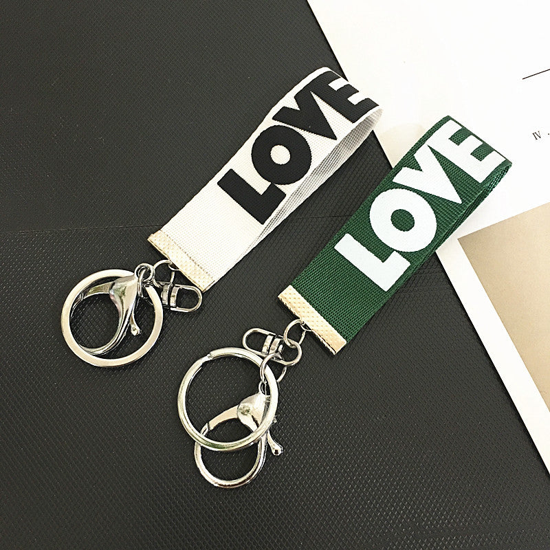 Wholesale English Alphabet LOVE Ribbon Keychains